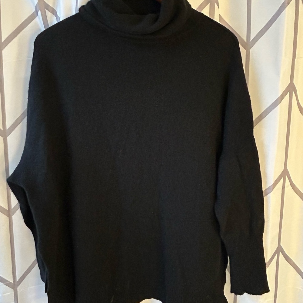 Caslon Classic Black Cowl Neck Sweater Cashmere Wool blend